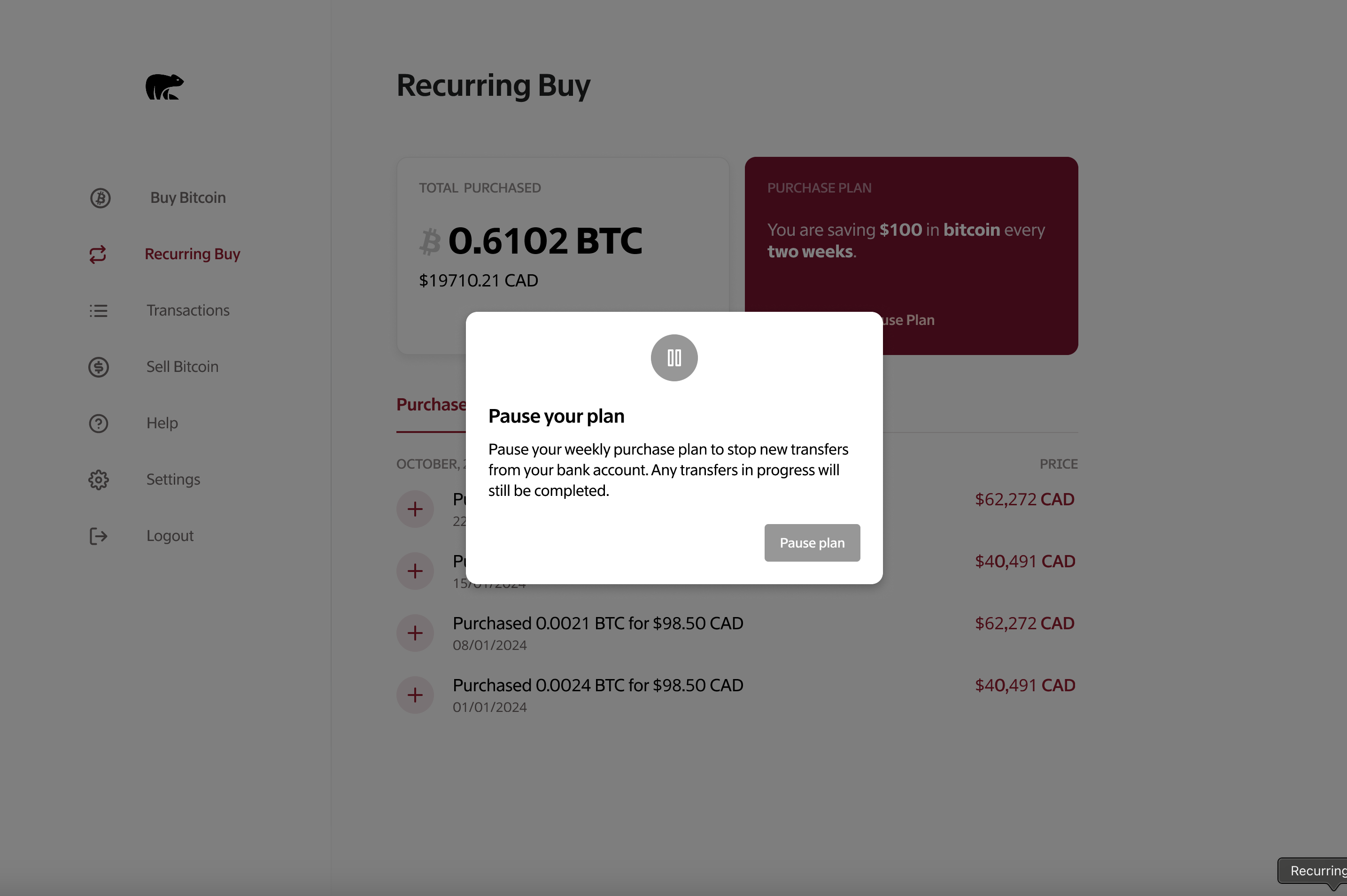 beaver-bitcoin-recurring-buy-pause